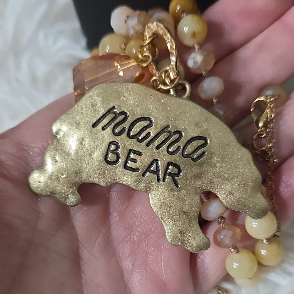 Gold Mama Bear Pendant Necklace - Picture 5 of 8